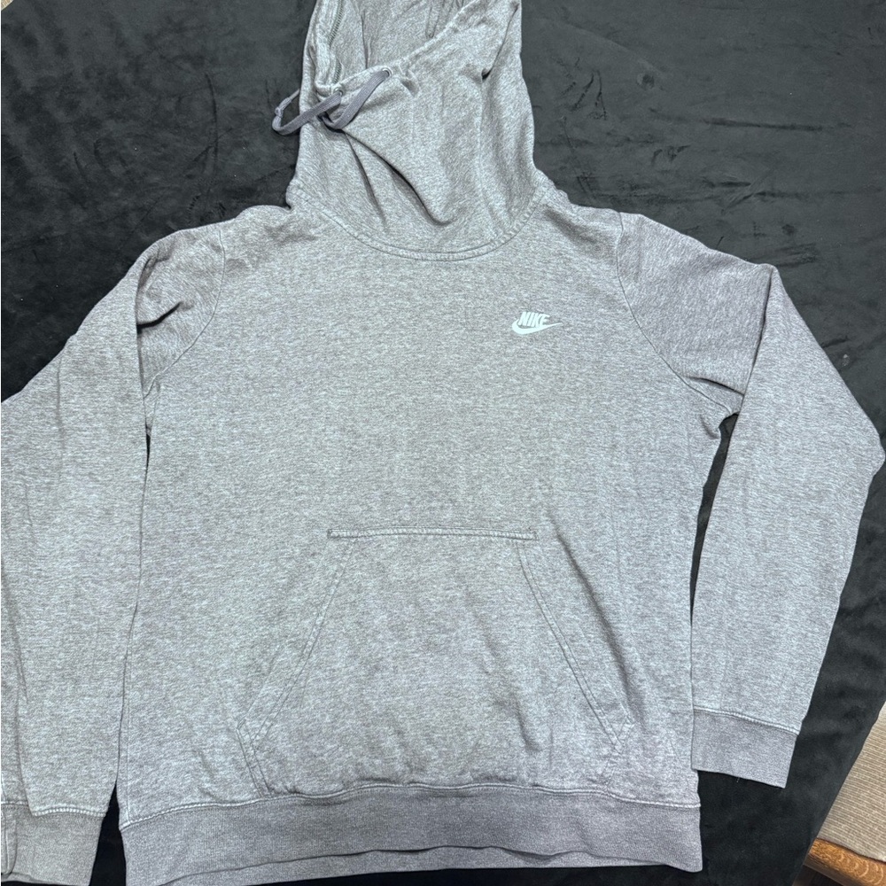 Nike Gray Fleece-Lined Hoodie with White Logo
